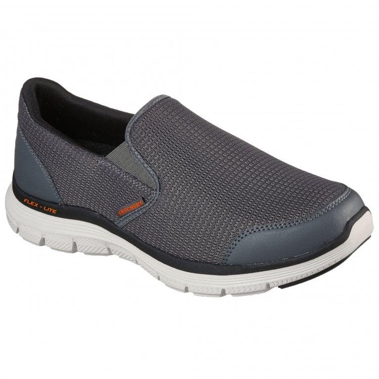 SKECHERS Men's Flex Advantage 4.0 Slip On Sneakers in Charcoal/Orange - 10.5 / Grey