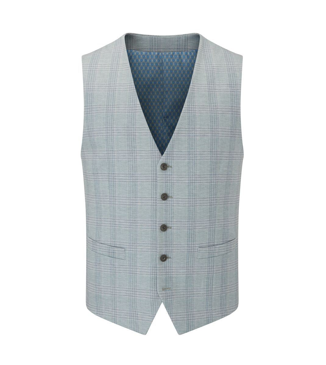 Skopes Montalvo Waistcoat For Men's in Light Green Check, 34R to 52R - 42R / Light Green
