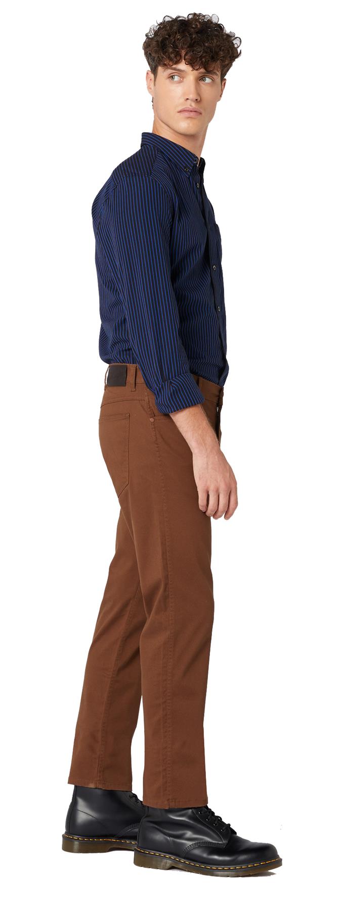 Wrangler Mens Greenboro Stretch Straight Leg Twill Trousers - 38 / Bison / 34