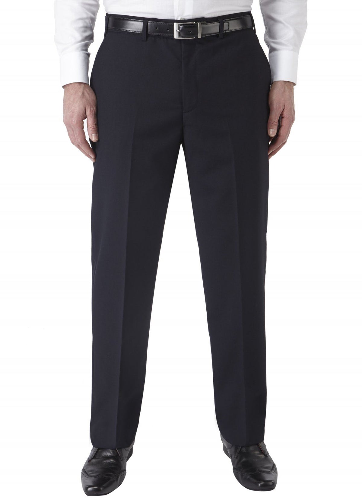 SKOPES EXTRA TALL POLY VISCOSE FLAT FRONT TROUSER (CYPRUS) IN NAVY IN WAIST 32 TO 54, INSIDELEG 38 - 32 / Navy / 36