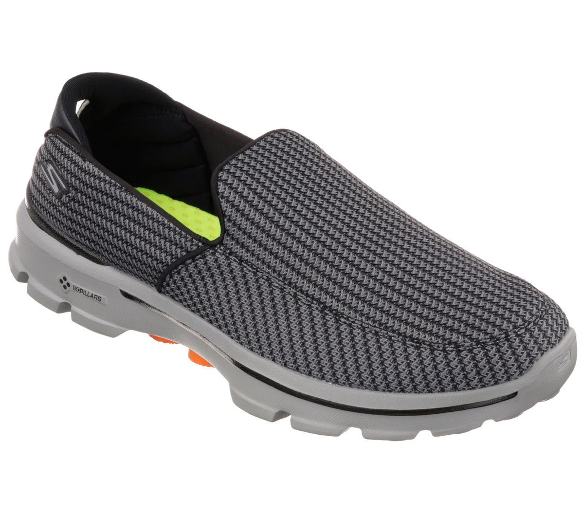 SKECHERS Men's Gowalk3 Athletic Walking/Running Trainers in Charcoal/Orange, Size UK6 to UK13 - UK 8 / Charcoal/Orange