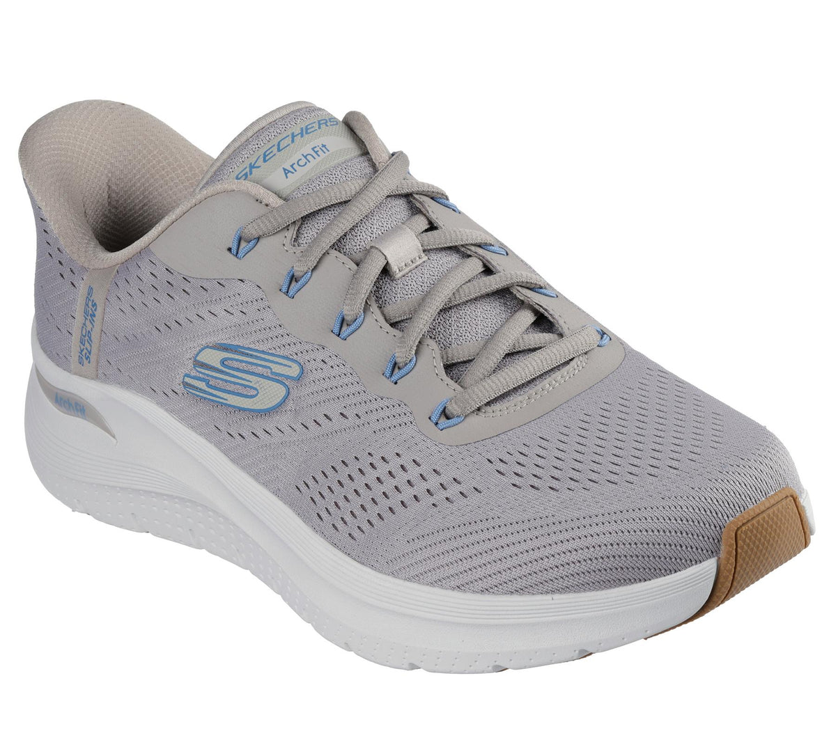 Skechers Slip On Shoe For Men Arch Fit 2.0 Lestur Slip-Ins in Taupe/Blue, 5.5-15 - Taupe/Blue / 9