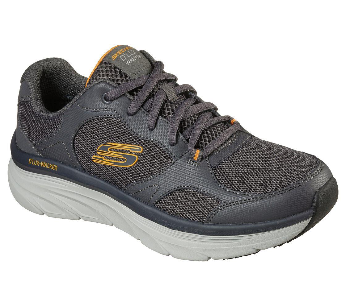 Skechers Men's Relaxed Fit D'Lux Walker - Mainstream in Charcoal/Orange Size UK6 to UK13 - 13 / Charcoal Orange