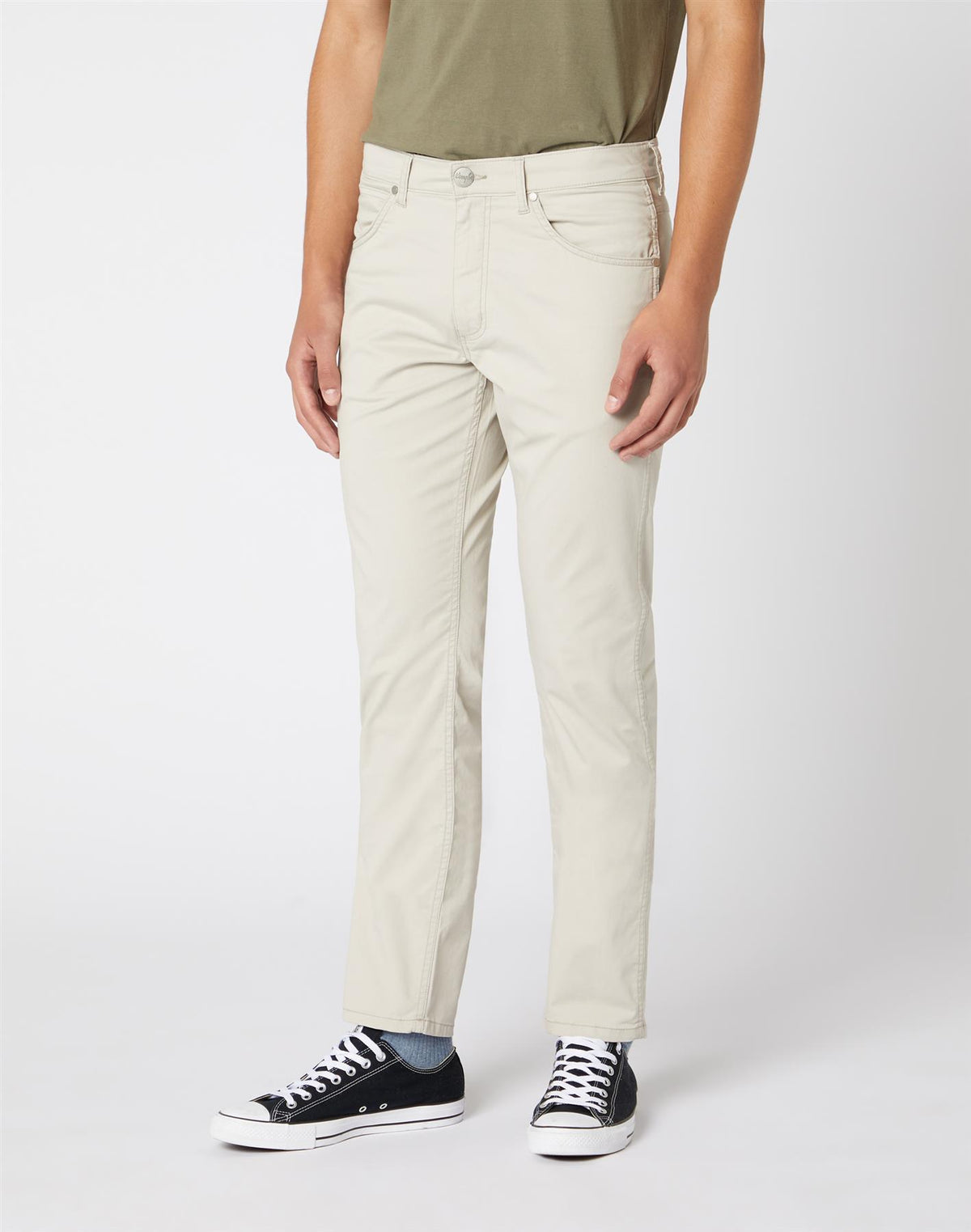 Wrangler Men's Greensboro Stretch Cotton Chino Straight Leg In Stone (W15QWA40V) Size 34-46 - 34 / Stone / 30