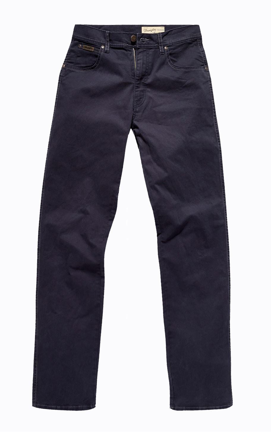 Wrangler Mens Texas Stretch Navy Soft Cotton Chino Trousers - 40 / Navy / 32