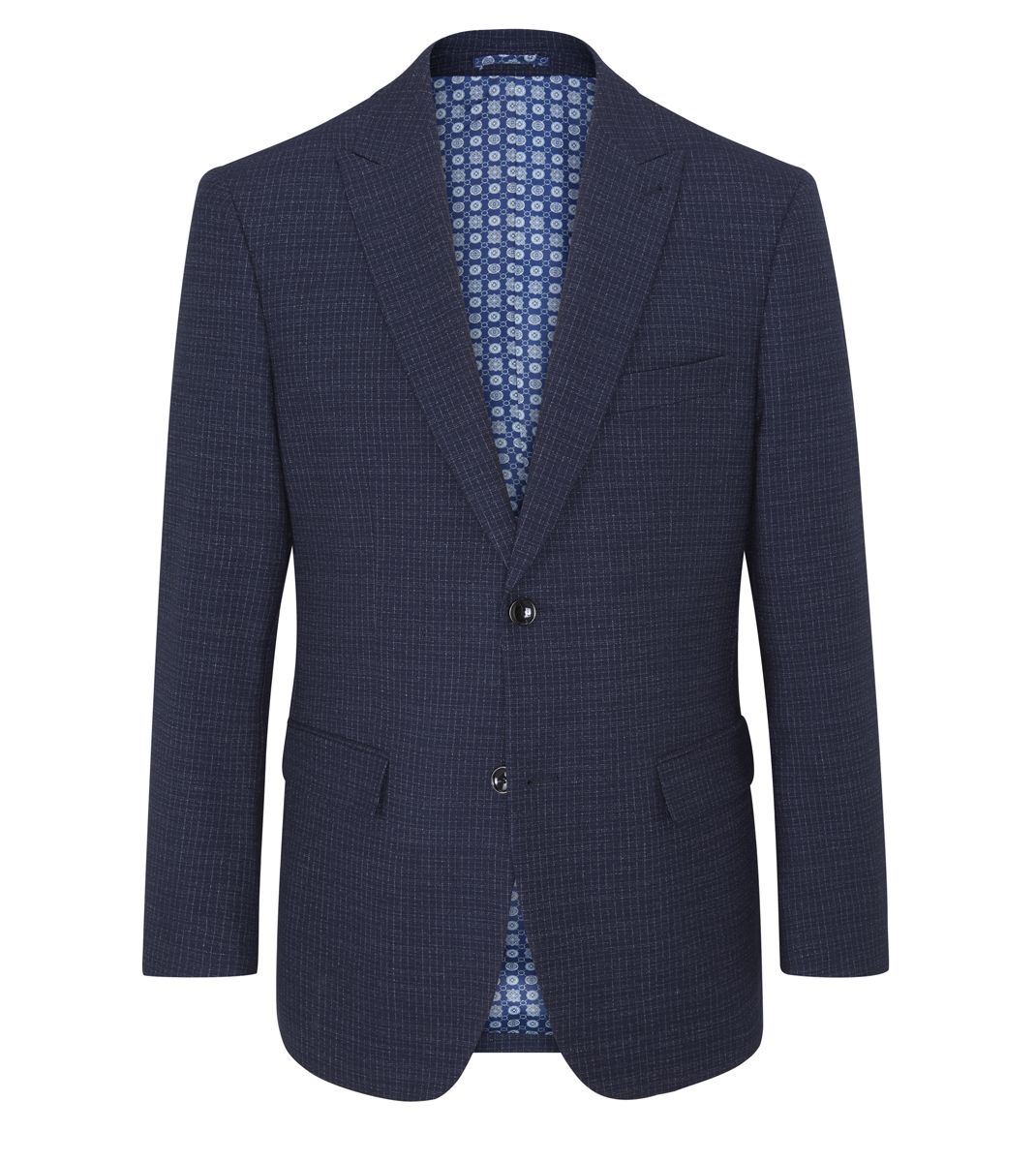 Skopes Hepworth Suit Tailored Fit Jacket For Men in Navy Blue Mini Check, 36S to 62L - 52S / Navy