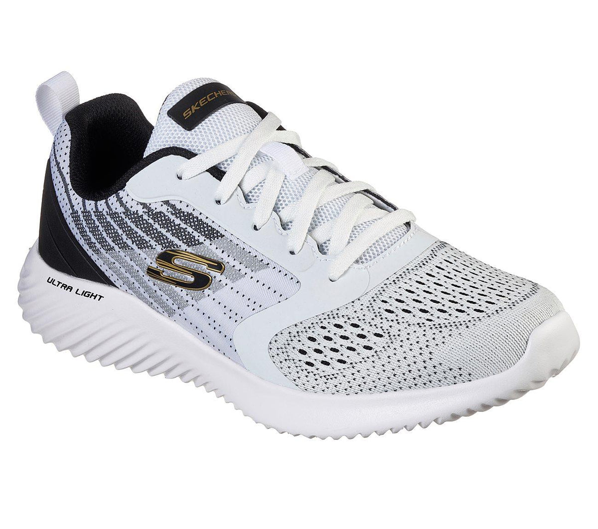 SKECHERS Men's Bounder - Verkona Running/Walking Trainers in White/Black - UK 5.5 / White/Black