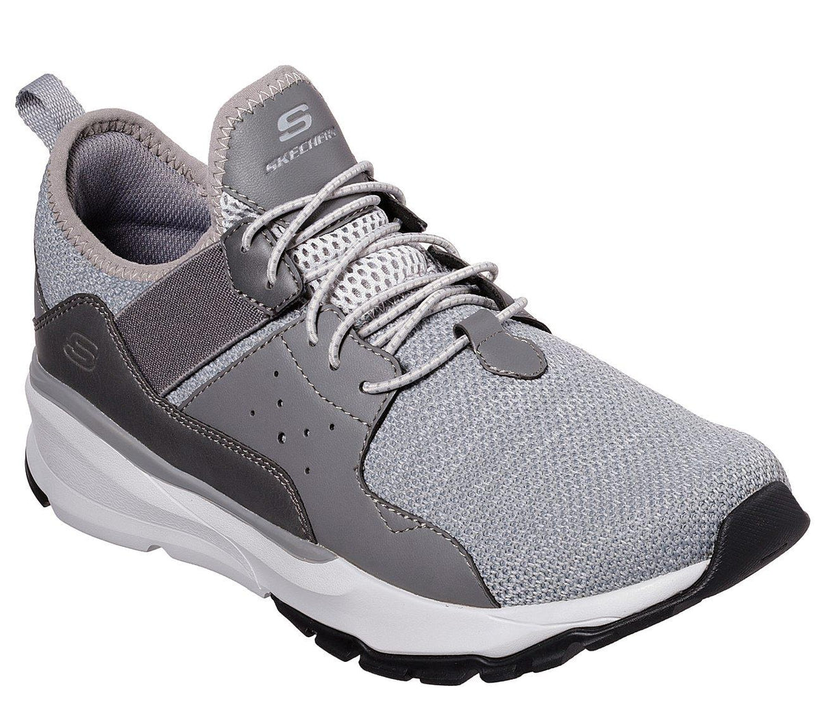 SKECHERS Men's Relven-Arkson Slip On Stretch Laced Sporty Casual Comfort Sneaker in Light Grey - 9.5 / Light Grey