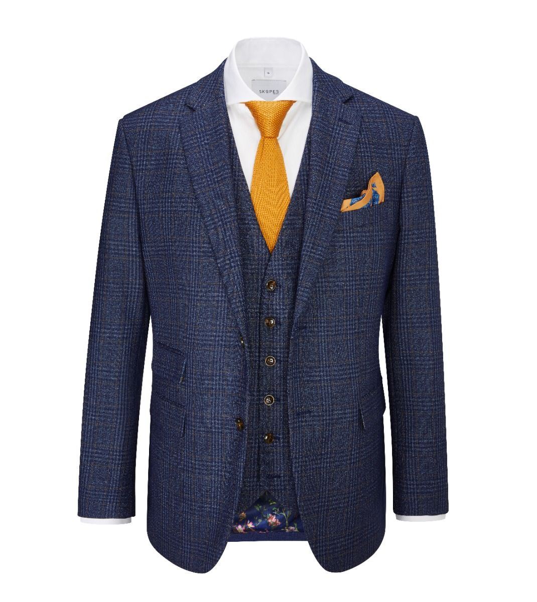 Skopes Woolf Suit Jacket For Men's in Navy Check, 34S to 70L - 50R / Navy