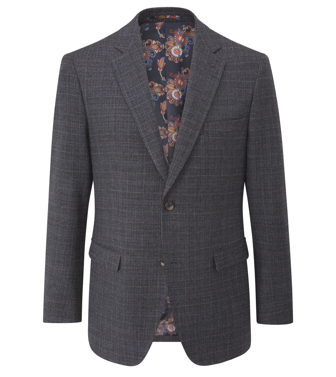 Skopes Jacob Suit Tailored Fit Jacket For Men in Grey Check, 36S to 62L - 38S / Grey
