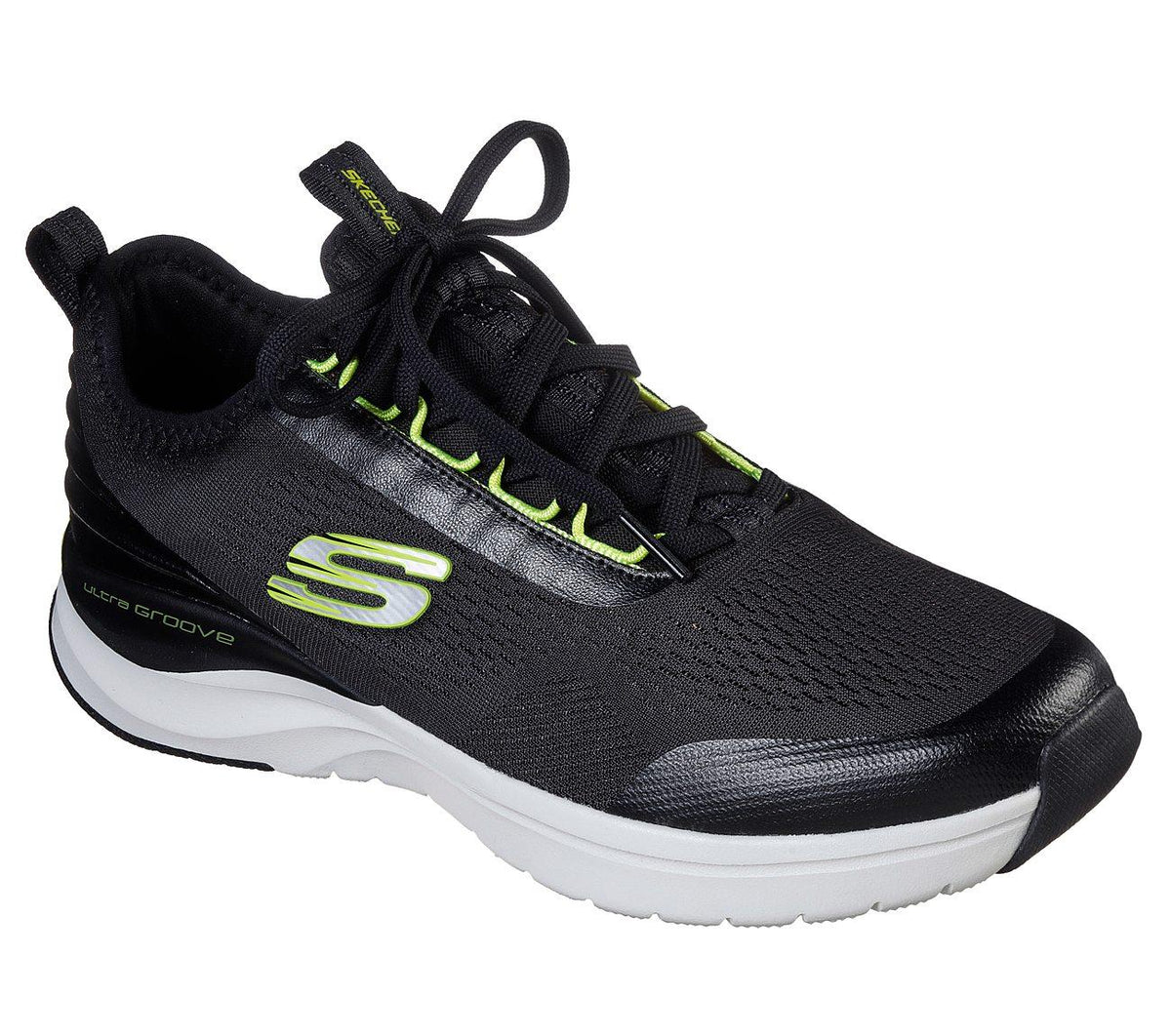 SKECHERS Men's Ultra Groove - Zardov shoes in Black/Lime - 9 / Black