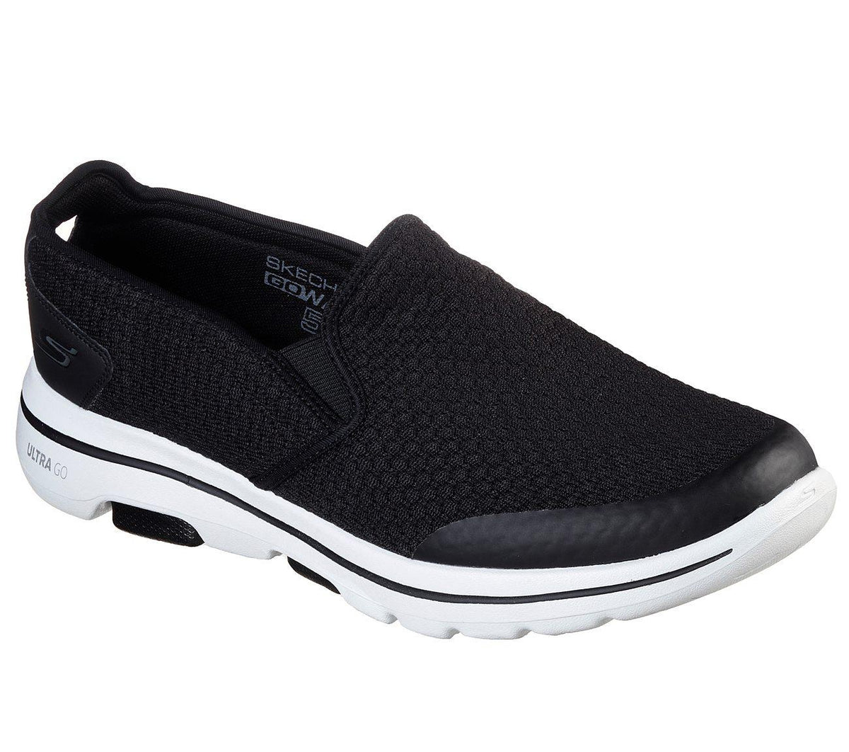 SKECHERS Men's Extra Wide Fit GOwalk 5 Apprize Ultra GO Max Running/Walking Shoes in Black/White - 6 / Black White