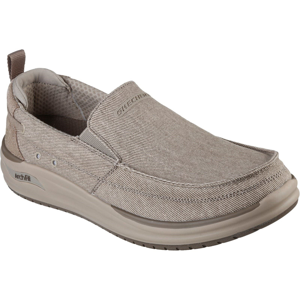 Skechers (GAR204605) Slip On Mens Arch Fit Melo Port Bow Shoes in UK 6 to 12 - 11 / Taupe