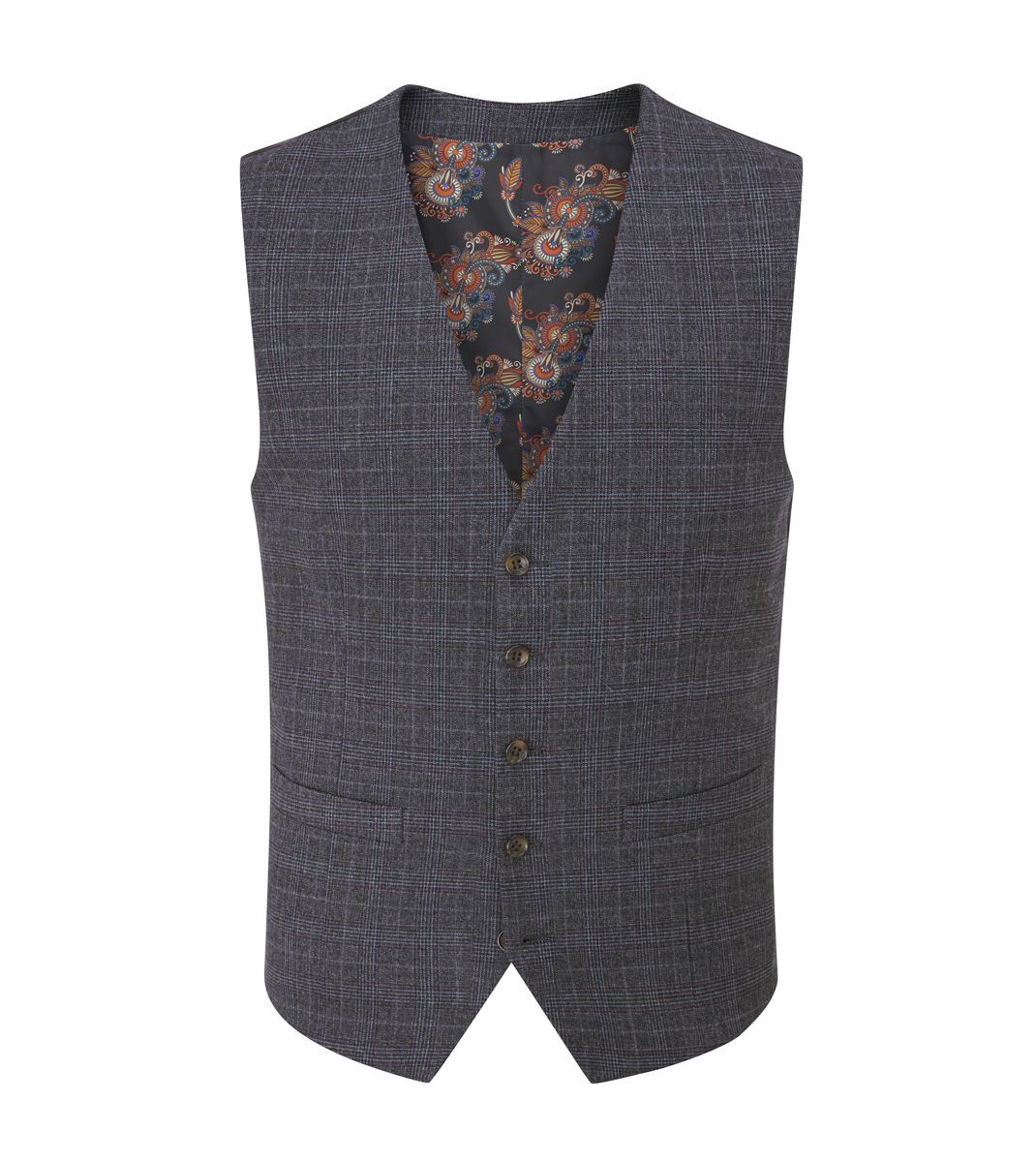 Skopes Jacob Suit Waistcoat For Men in Grey Check, 34R to 62R - 38R / Grey