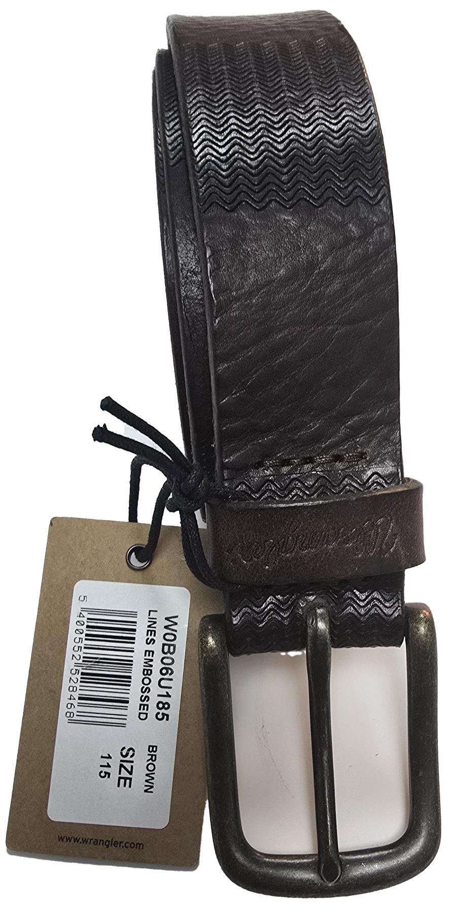 Wrangler Men Leather Belt With Self Pattern in Brown Size XS - XXL - L / Brown