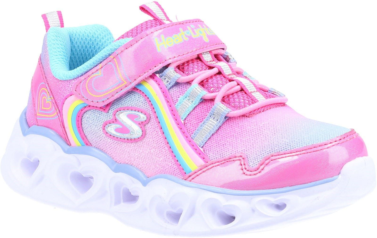 Skechers Heart Lights Rainbow Lux Sports Shoes Childrens Sports in Pink/Mulitcoloured - 5 / Pink Multi