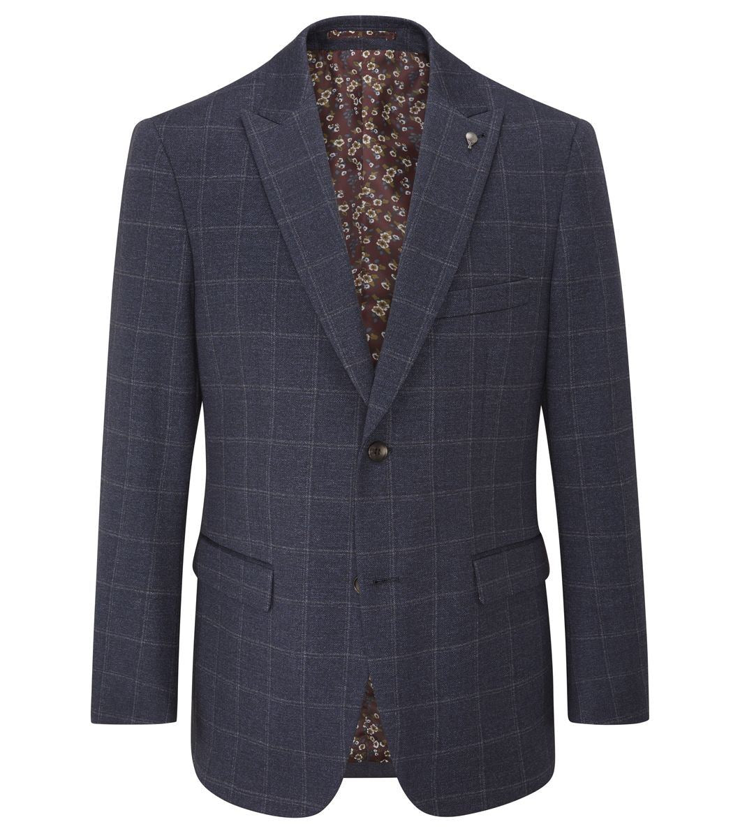 Skopes Thoresby Ultimate Comfort Suit Tailored Jacket For Men in Navy Blue/Grey Check, 36S to 72L - 64L / Navy