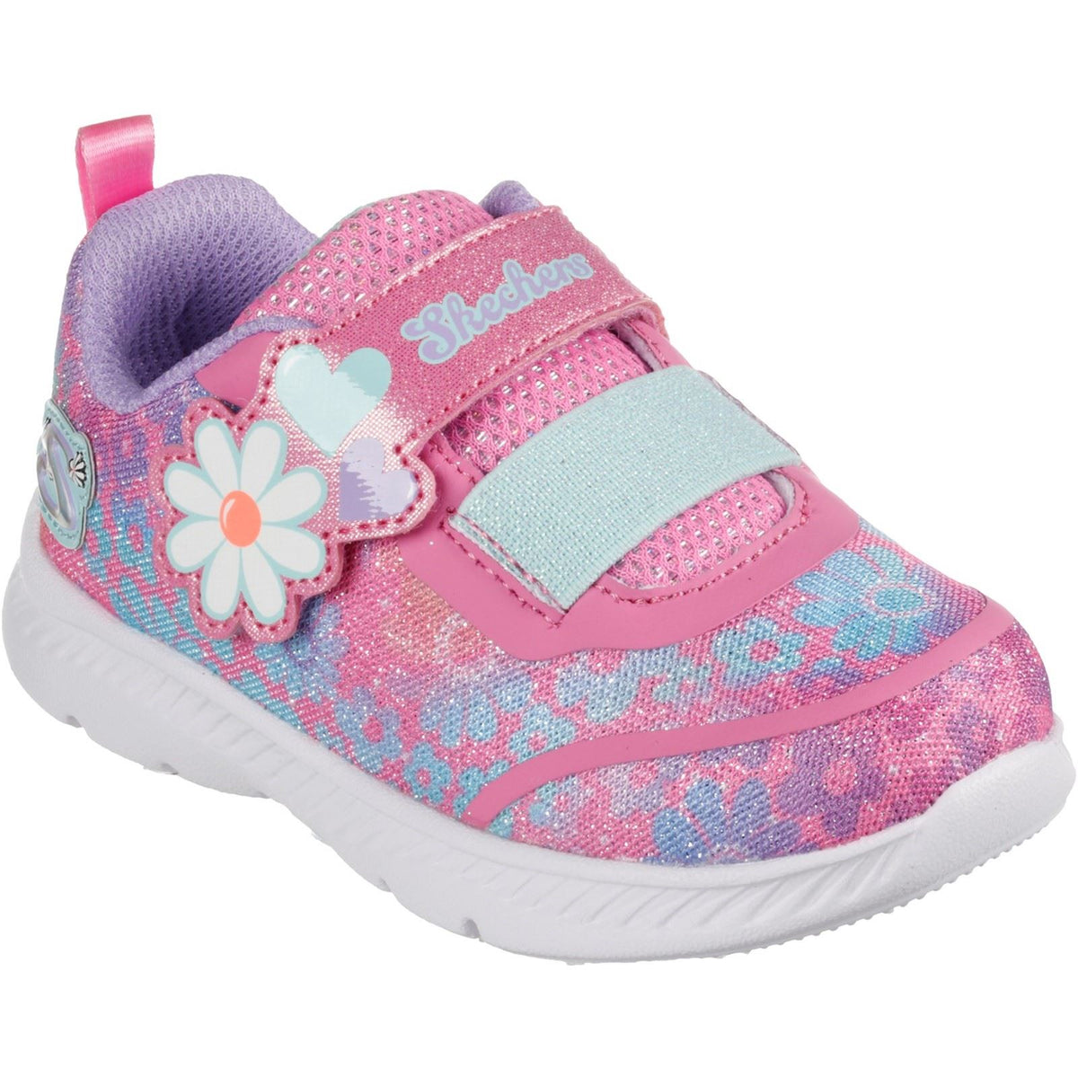 Skechers (GAR302717N) Childrens Sports Comfy Flex 2.0 Dancing Daisys Shoes in UK 4 to 11 - 5 / Pink/Multi