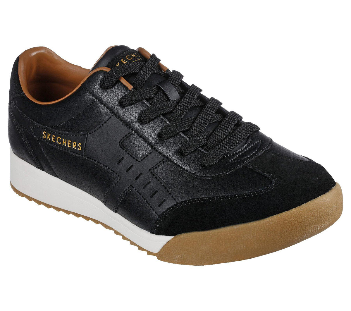 Skechers Men's Zinger Manzanilla Classic Retro Men Lace Up Jogger in Black 7 to 13 - 12 / Black