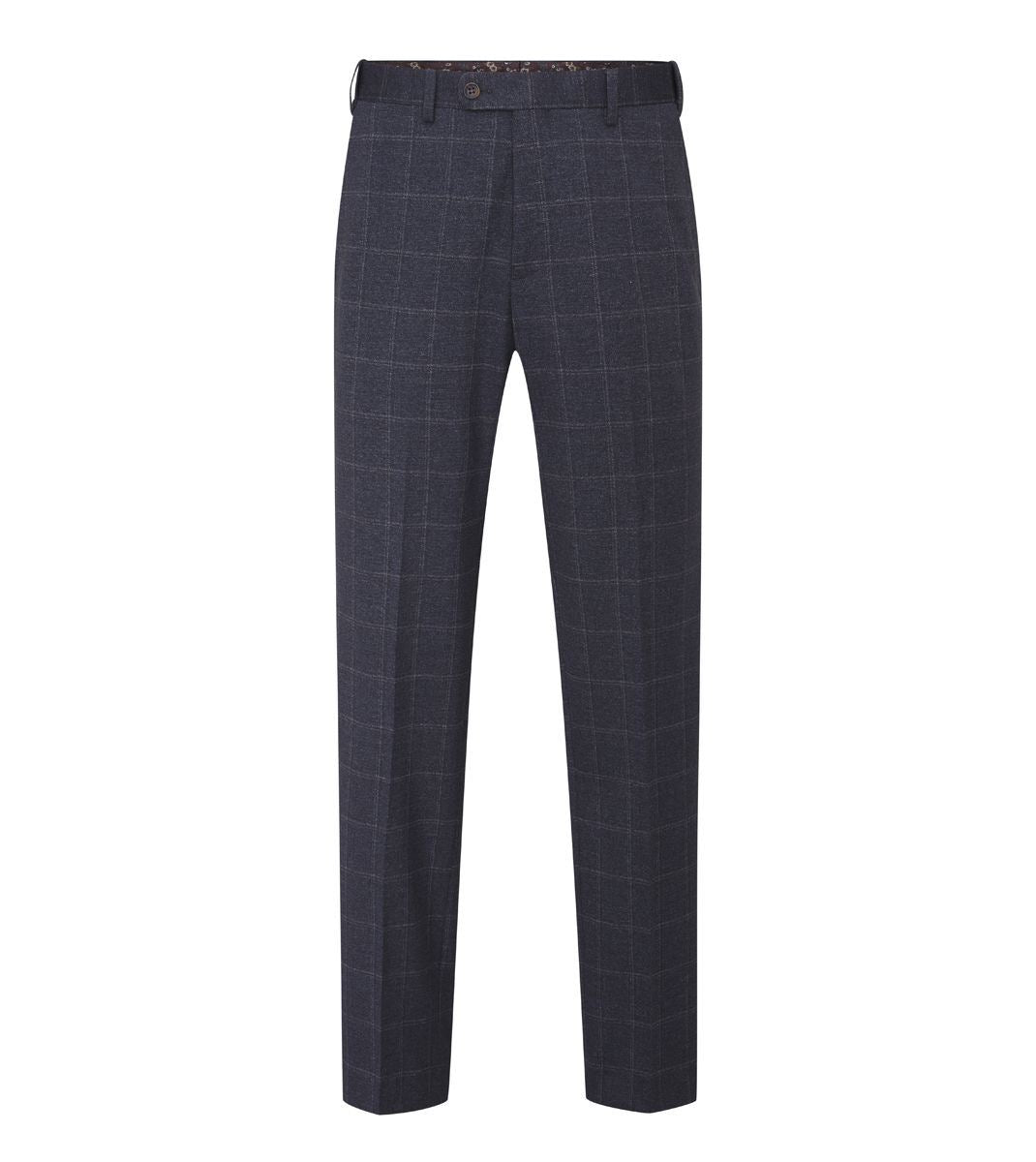 Skopes Thoresby Ultimate Comfort Suit Tailored Trousers For Men in Navy Blue/Grey Check, 30W to 58W - 58R / Navy