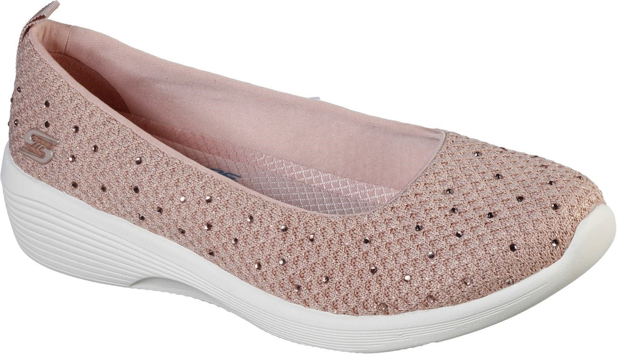 Skechers Arya Sweet Glitz Sport Shoes Slip On Ladies Shoes in Light Pink - 8 / Light Pink