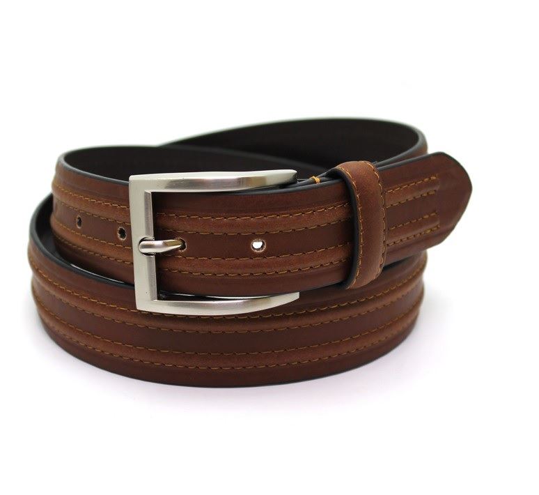Sophos Men's Twin Raised Centre Chino Belt (84300) in Size Small to XXXXL - 35-37 / Brown