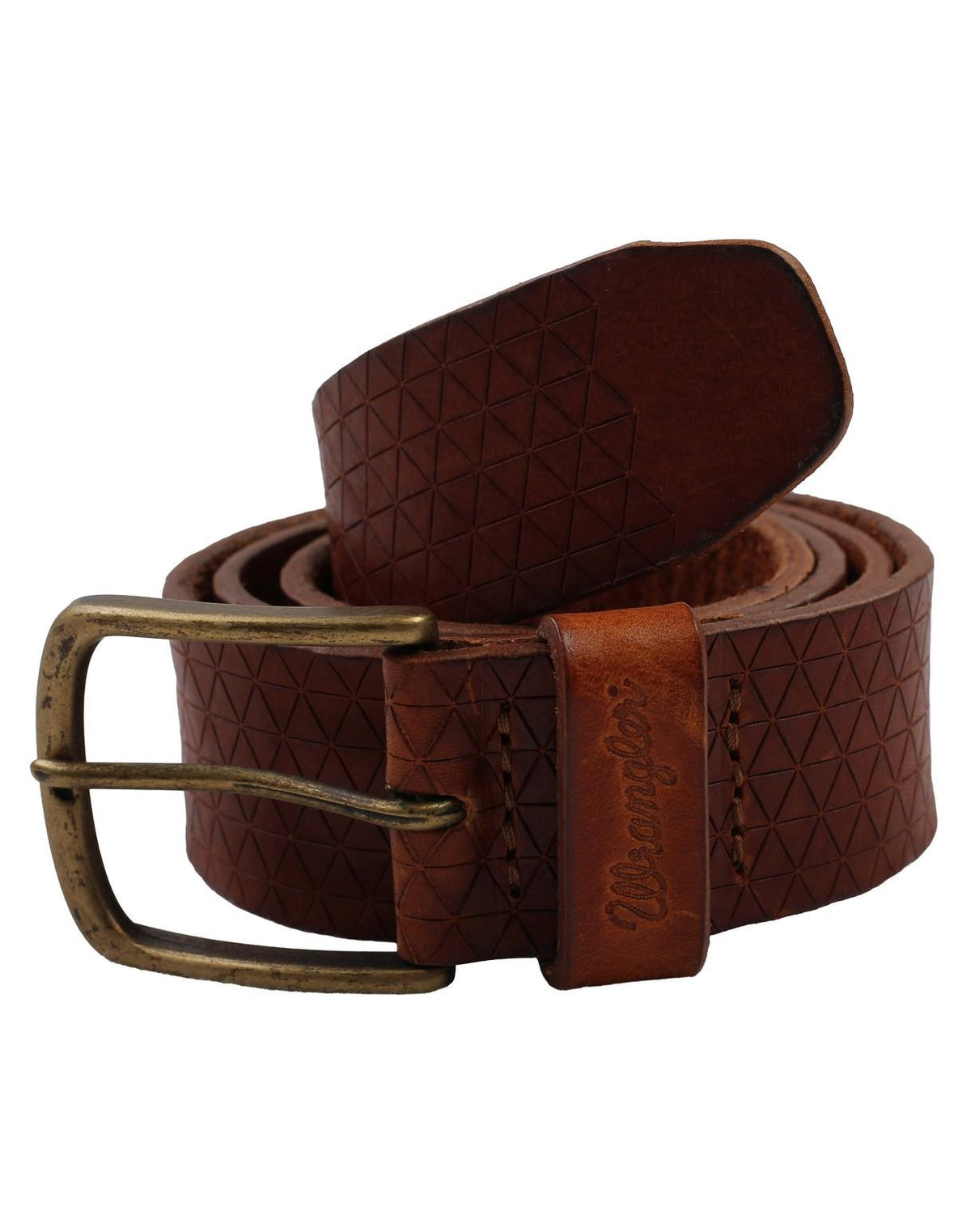 Wrangler Men's Braid Embossed Premium Leather Belt in Size XS to XXXL - XXXL / Cognac