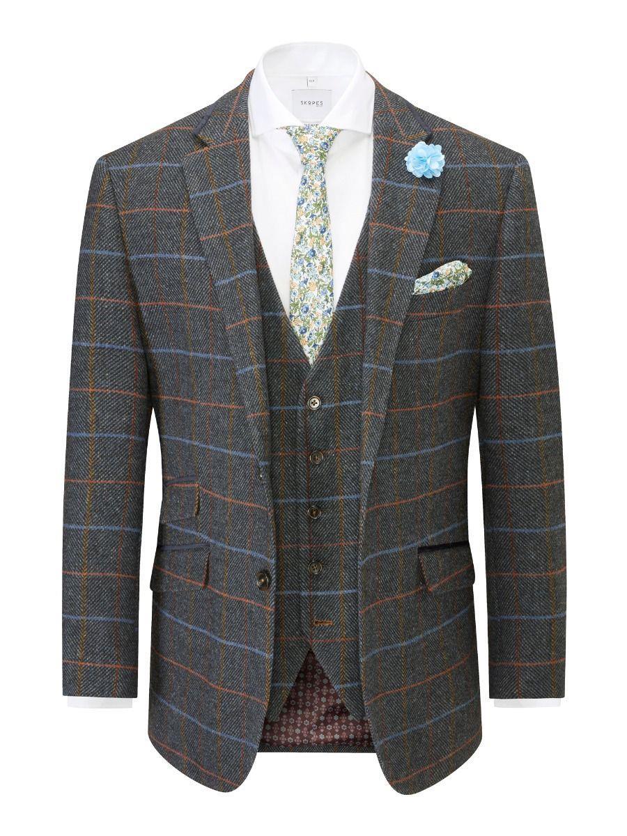 Skopes Men's Tailored Fit Doyle Sports Jacket - 58L / Grey Blue