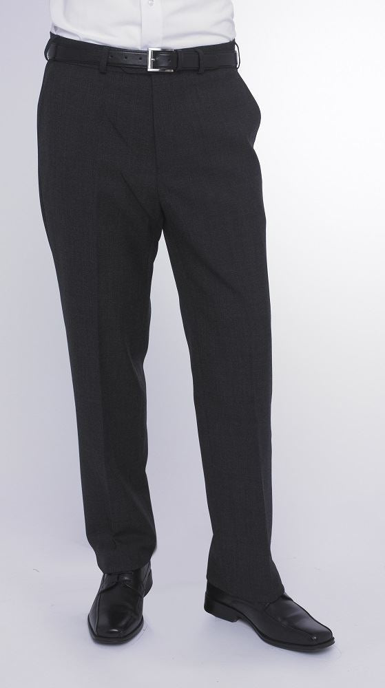 SKOPES EXTRA TALL WOOL BLEND FLAT FRONT TROUSER (TITAN) IN CHARCOAL IN WAIST 32 TO 50, INSIDELEG 36 - 40 / Charcoal / 36