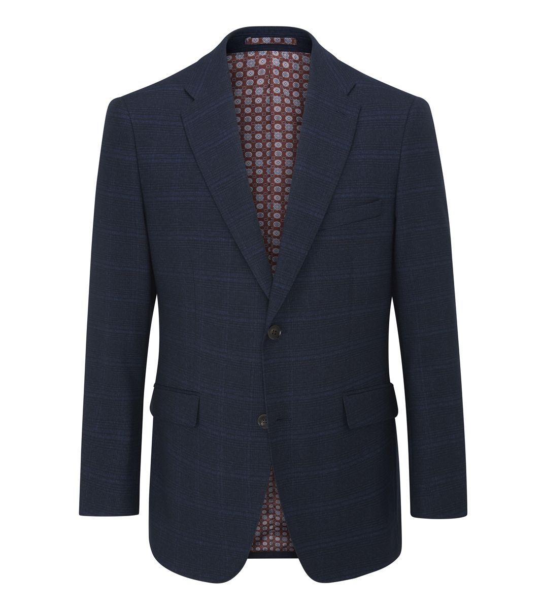 Skopes Hewes Suit Tailored Fit Jacket For Men in Navy Blue Self Check, 36S to 62L - 52R / Navy