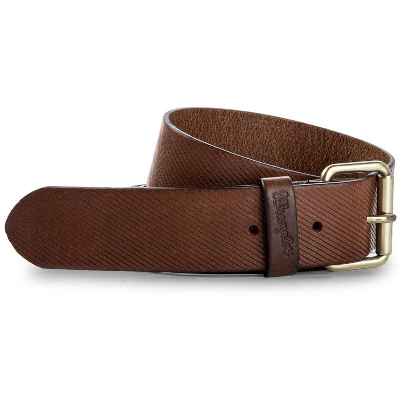 Wrangelr Geniune Leather Roller Buckle Belt in Cognac - XL / Cognac