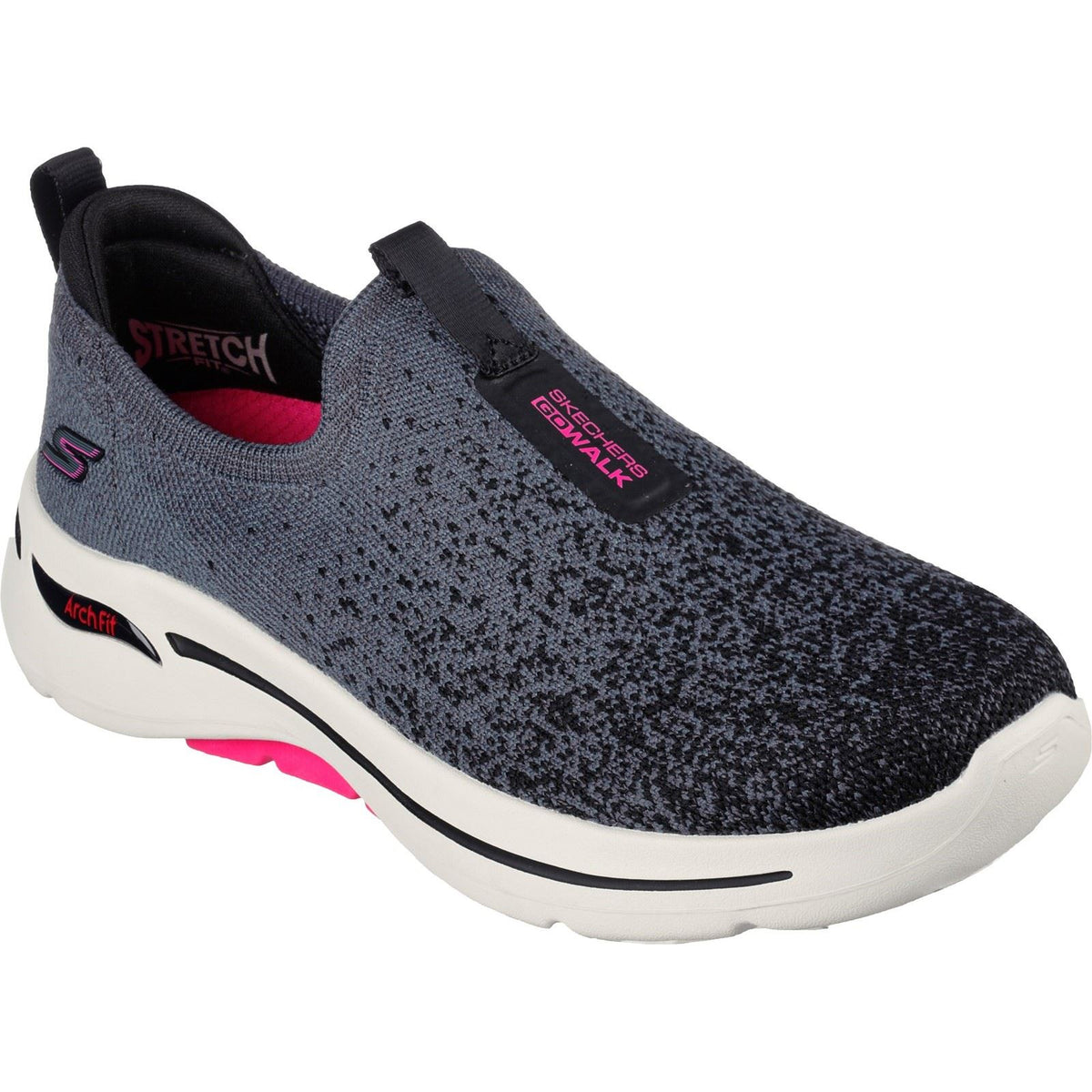 Skechers (GAR124873) Women's Go Walk Arch Fit Lunar Views Trainers in Black /Hot pink 3 to 8 - 6 / Black Multi