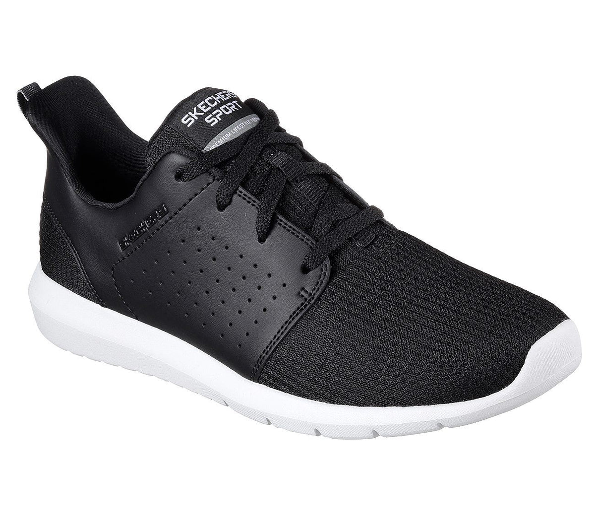 SKECHERS Men's Foreflex lace up athletic walking and training sneaker in Black/White - UK 6 / Blacks