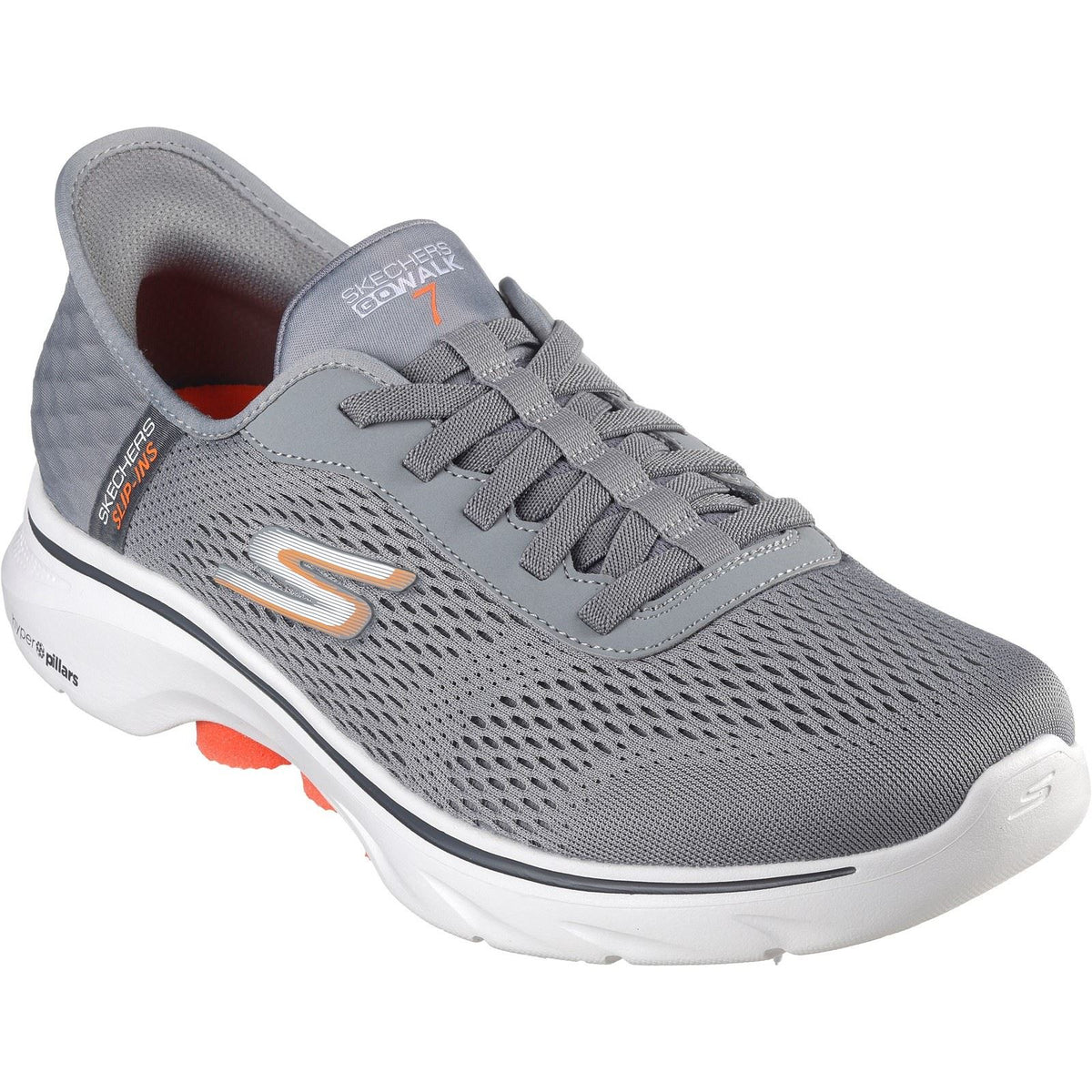 Skechers Men Shoes - GOwalk 7 - Free Hand in 2 Colours, 6-12 - GAR216648 - 6 / Grey/Orange