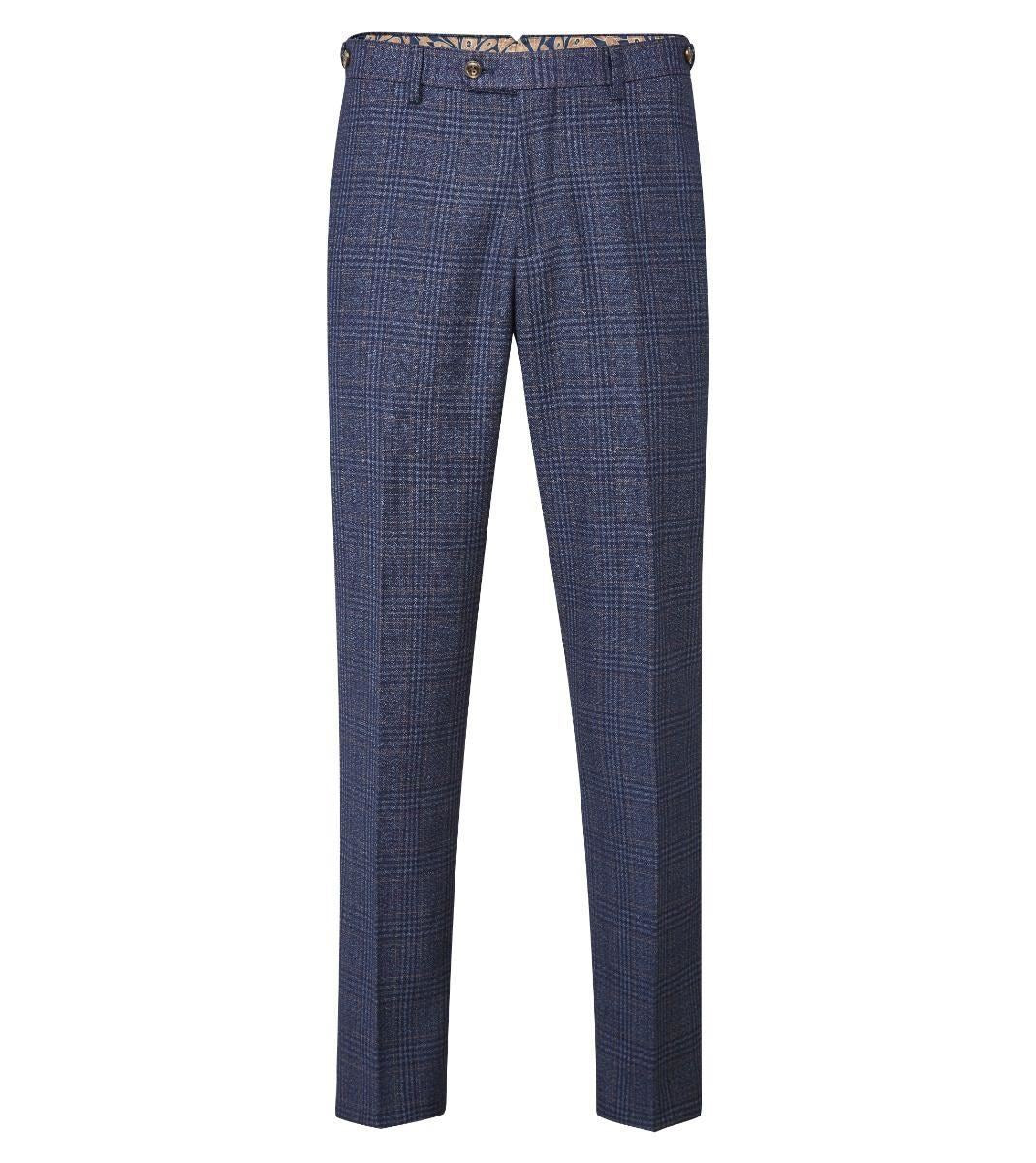 Skopes Men's Woolf Tailored Fit Trouser in Navy Check 28 Short to 66 Regular - 58R / Navy