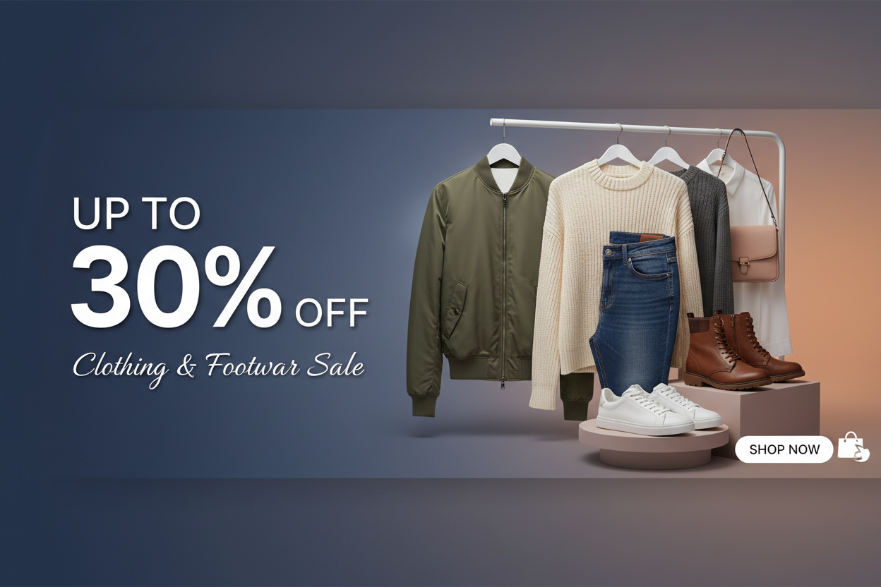 Upto 30% off in clothing and footwear
